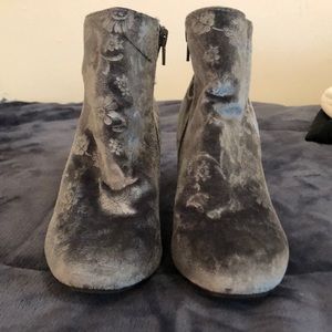 Grey Velvet Floral booties